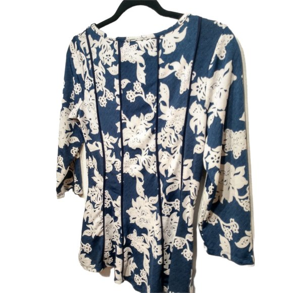 La Vanya Floral Ribbon Trim 3/4 Sleeve Top Size PS - Picture 9 of 13